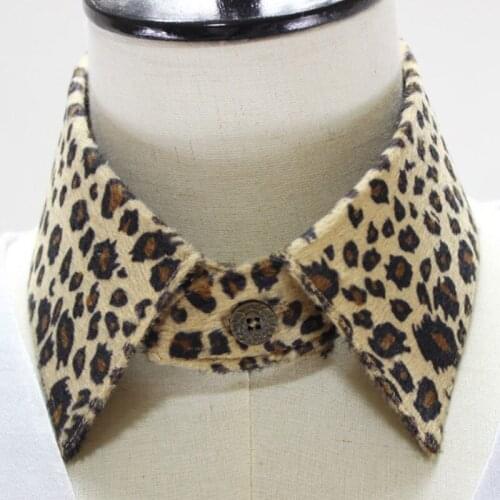 Blouse White Petite fold collar Beige peter pan false removable cotton/woolen neck neck Eleven Leopard Print Shirt Collar False