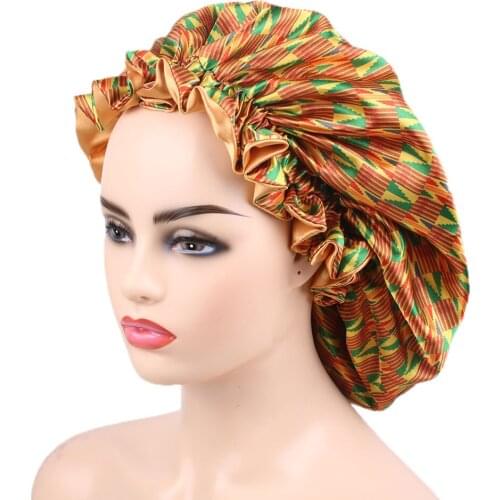 Large Reversible Satin Bonnet Double Layer Women Sleep Night Cap Head Cover Hair Accessories