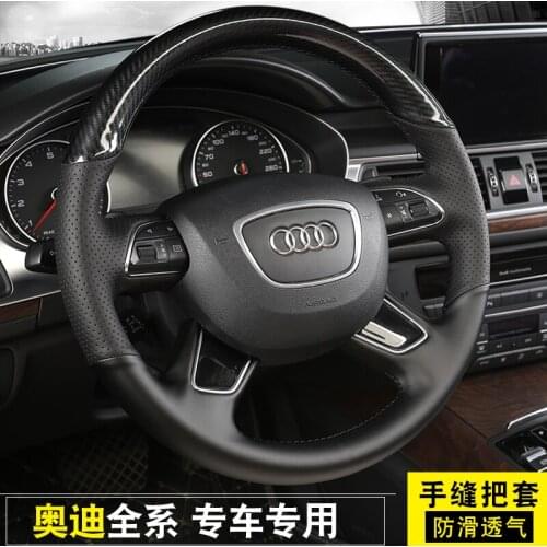 Suitable for Audi A4L A3 A6L Q5L Q3 A5 Q7 A1 A5 A7 fiber hand-stitched steering wheel cover