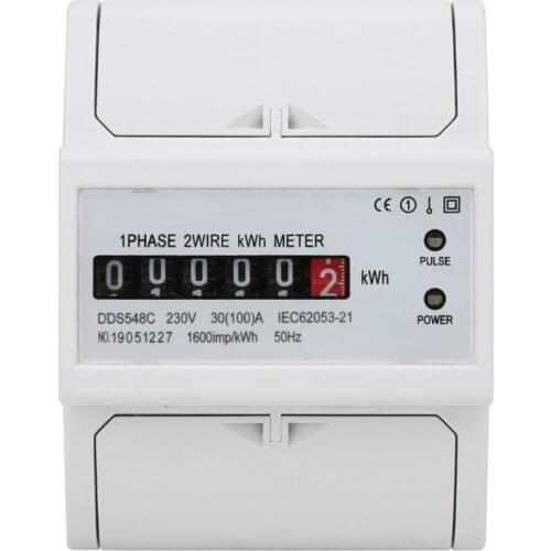 DDS548C Watt Hour Meter Single Phase 4P 230V Power Energy Meter 35mm DIN-Rail Mount Electric Meter