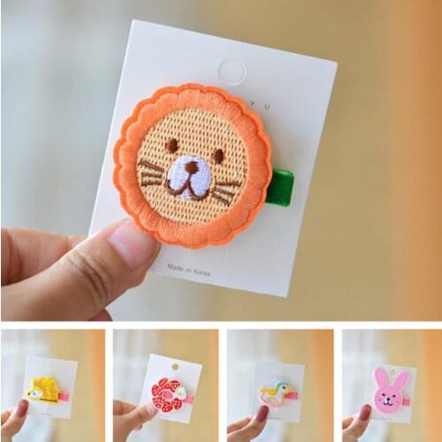 Embroidery Cartoon Girls Hairpin 2/4pcs/st Kids Lace Velvet Hair Clips Baby Toddlers Animal Barrettes Child Hair Accessories