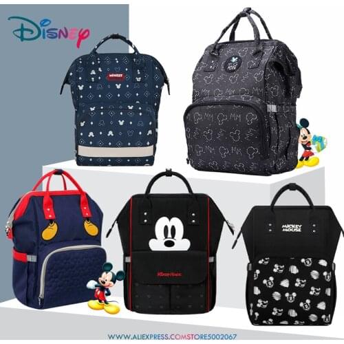 Disney Cute Diaper Bag Backpack Mommy Bag Maternity Bag For Stroller Baby Care Nappy Bag Large Capacity Waterproof Minnie Mickey