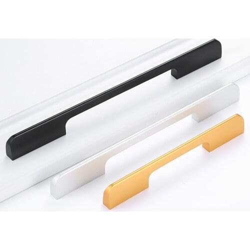 Long Cabinet Handles Wardrobe Handle Drawer Knobs Aluminum Alloy Black/gold/Silver Furniture Door Handle