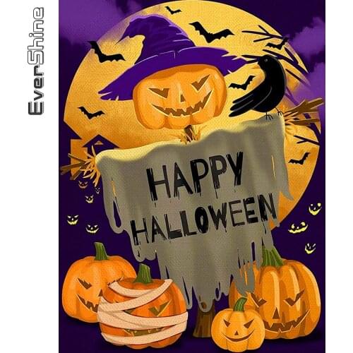 Evershine Diamond Painting Pumpkin Full Layout Diamond Embroidery Halloween Cross Stitch Mosaic 5D DIY Cartoon Handmade Gift