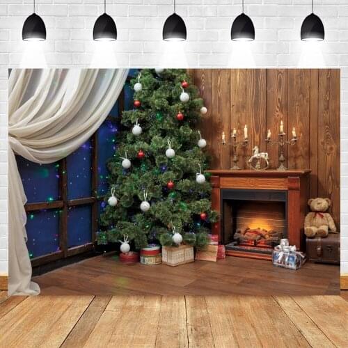 Yeele Christmas Background Baby Photocall Photography Winter Candle Wooden Floor White Curtains Backdrop Photo Studio Photophone