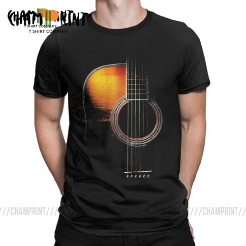 Men T-Shirt Acoustic Guitar Hi-Lite Rock Music Vintage 100% Cotton Tees Short Sleeve T Shirts Round Neck Tops Gift Idea