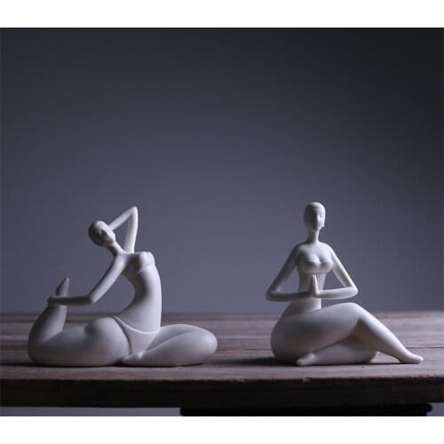 [HHT] New Chinese Ceramic Yoga Beauty Zen Small Decoration Home Decor Accessories Living Room Bookcase Entrance Furnishings