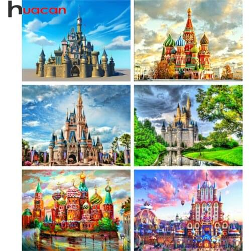 Huacan 5d Diamond Painting New Arrivals Castle Scenery Handmade Gift Mosaic Embroidery Church Landscape Home Decor