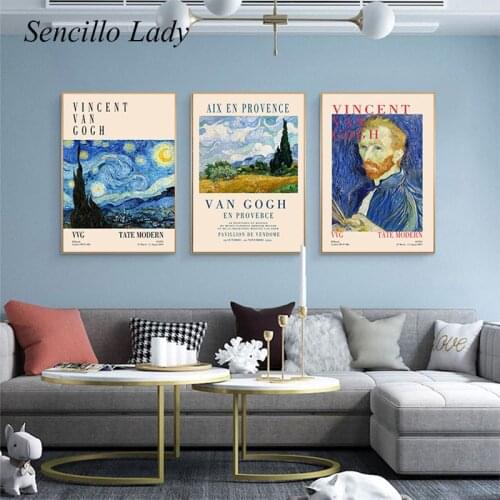 Van Gogh Starry Night Portrait Artwork Canvas Poster Abstract Vintage Art Painting Print Wall Picture for Living Room Decoration