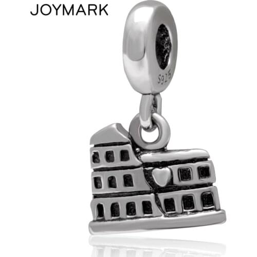 The Colosseum in Rome Pendant 925 Silver Beads Tourism Landmark Solid Silver Dangle Charm Beads Fit European Jewelry SDC947