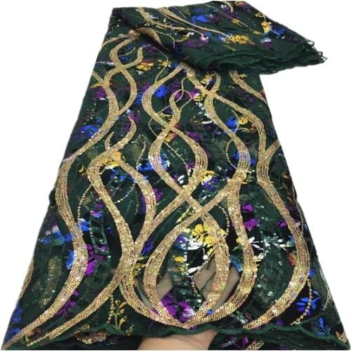SJ Lace Sequin Lace Fabric 2021 High Quality African Net Lace Mesh Fabric French Lace Fabrics With Sequins For Party z5-11