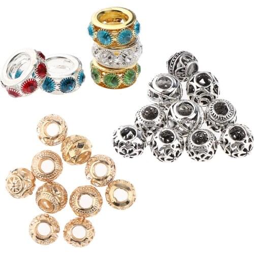 25pcs Metal Dreadlocks Beads Shiny Hair Pendants Ring Decoration Braiding for Women Girls DIY Jewelry Necklace Bracelet Making