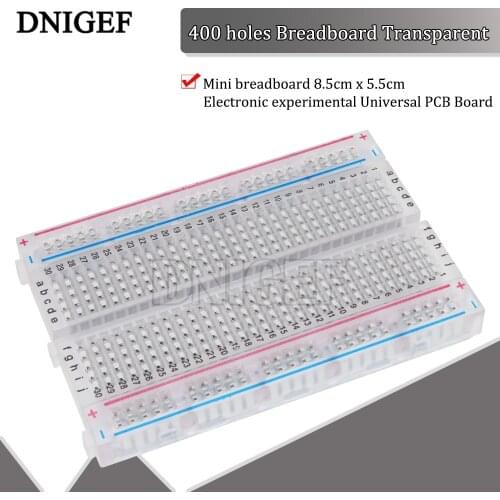 Mini breadboard 8.5cm x 5.5cm 400 holes Transparent DIY Electronic experimental Universal PCB Board
