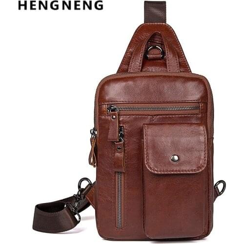 Hot Sale Men Chest Bag Cow Leather Casual Fashion Chest Sling Bag Design One Shoulder Bag Cross Body Bag Male Travel Bag