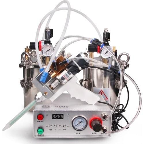 Dispenser set, electric mixing double liquid valve ab glue filling machine with stainless steel dispensing pressure barrel