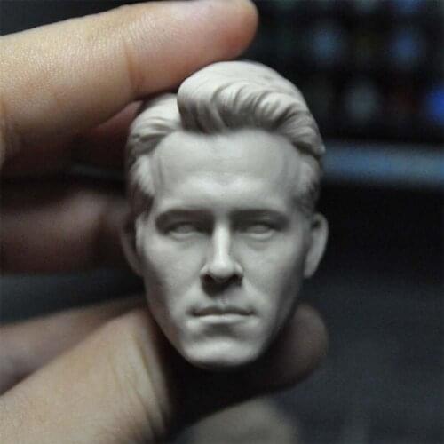 Unpainted 1/6 Ryan Reynolds Head Sculpture PVC Male Soldier Head Carving Model Fit 12'' Action Figure Body for Painting Exercise