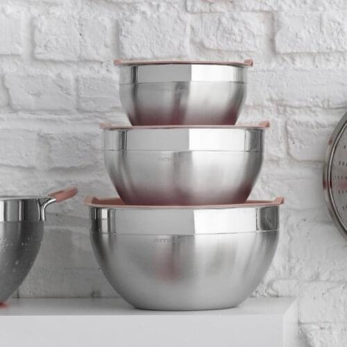 Stainless Steel Storage Container, Storage Box, Organizer Kitchen Storage Container Pink 3 Piece Set