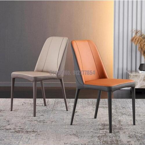 Nordic Light Luxury Dining Chair Home Modern Minimalist Restaurant Designer Desk Leather Stool High-end Dining Table Chair