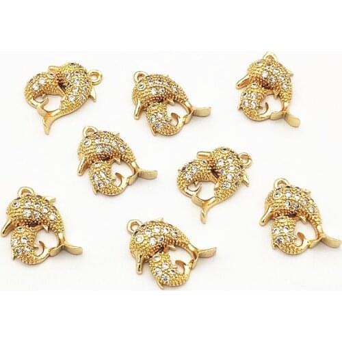 New arrival! 19x15mm 50PCS Cubic Zirconia dolphin shape charm for Hand Made Earrings DIY parts,Jewelry Findings & Component