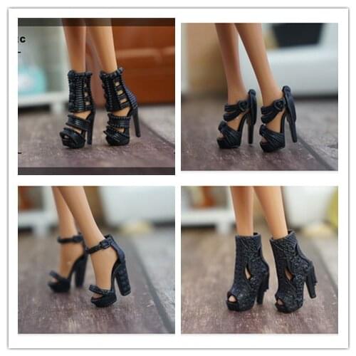 New Arrive High Quality Original 1 pair Doll Shoes 1/6 Fashion sandals doll black boots for Barbie Doll Shoes 1/6