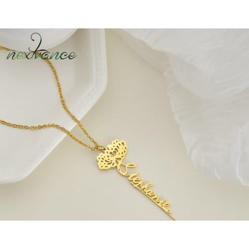 Personalized Custom Vertical Name Pendant Nameplate Stainless Steel Handwriting Signature Letter Necklace For Women Jewelry Gift