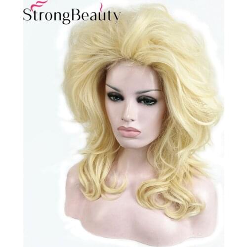 StrongBeauty Synthetic Long Curly Wig Blonde Wig Hair Cosplay Wigs Party Halloween Women Hair