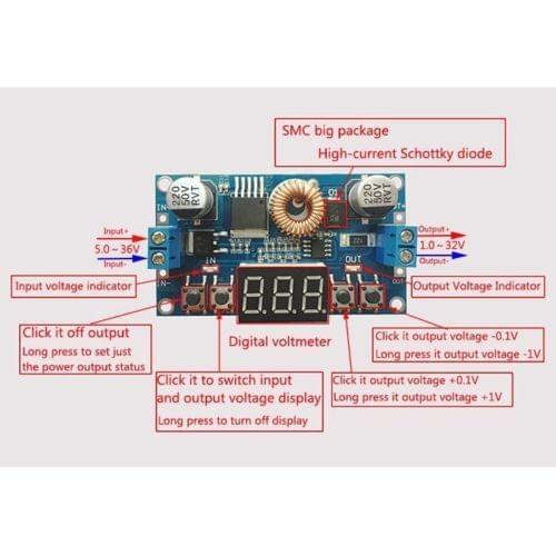 5A Digital Control DC Step-down Voltage Regulated Power Supply Converter Buck Module 5-36V 24v to 1.2-32V 12v 5v 9v 19V