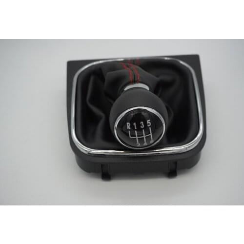 Red line 6 Speed Gear Shift Knob With Leather Boot For VW Golf 6 Mk6 2010 2011 2012 2013 2014 Jetta 6 Mk6 2011- 2014