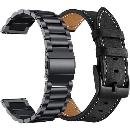 For Samsung Galaxy Watch active 2 44mm 40mm Band Sets Stainless Steel and leather Bracelet Strap for Galaxy Watch 42mm Gear s2