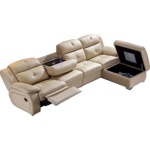 Manual electric recliner relax living room Sofa bed functional genuine leather couch L shape corner Nordic modern muebles de sal
