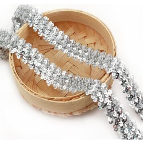 2cm silver beads sequins stretch lace trim DIY jewelry materials clothing accessories lace ribbon