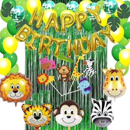 Jungle Party Theme Animal Foil Balloons Zoo Animal Jungle Birthday Party Decoration Kids Birthday Balloons Safari Party Decor
