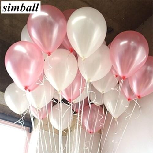 50pcs 10inch Pink White Pearl Latex Balloons Air Balls Birthday Party Ballons Wedding Decoration Helium Balloon Party Supplies