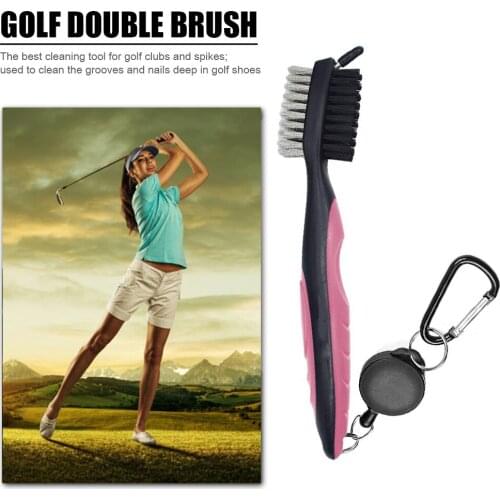 Golf Club Brush Groove Cleaner with Retractable Zip Line + Carabiner Cleaning Tool for Golf Irons Woods Golf Accessories Tools