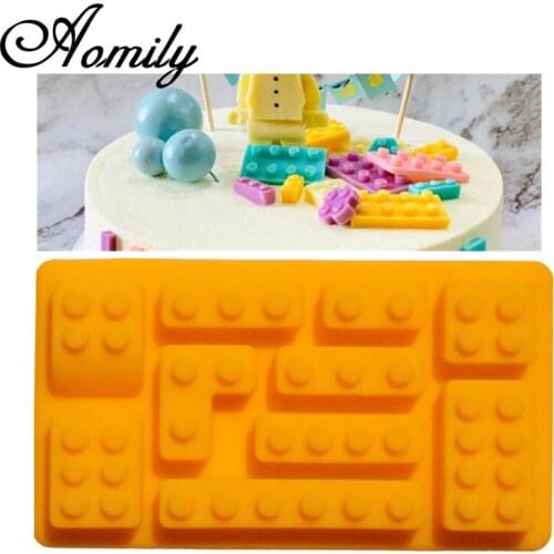 Aomily Building Blocks Robot Chocolate Molds Cake Silicone Mold Fondant Cake Decorating Tools Soap Resin Clay Mould Baking Tool