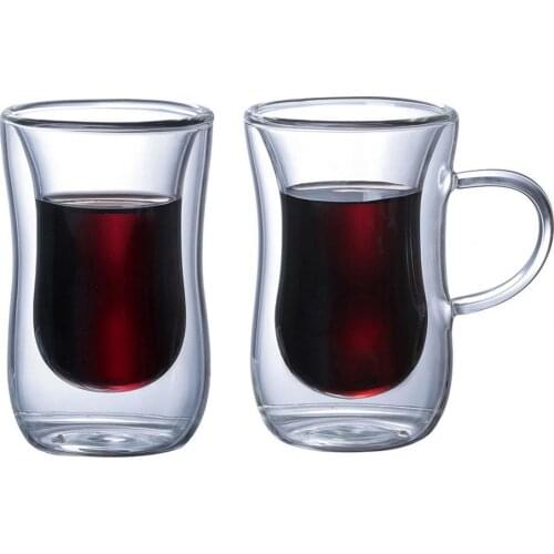 Glass Cup Double Wall Design Transparent Glass Coffee Mug for Restaurant Glass Mugs Double Wall Glass Mug Drinkware