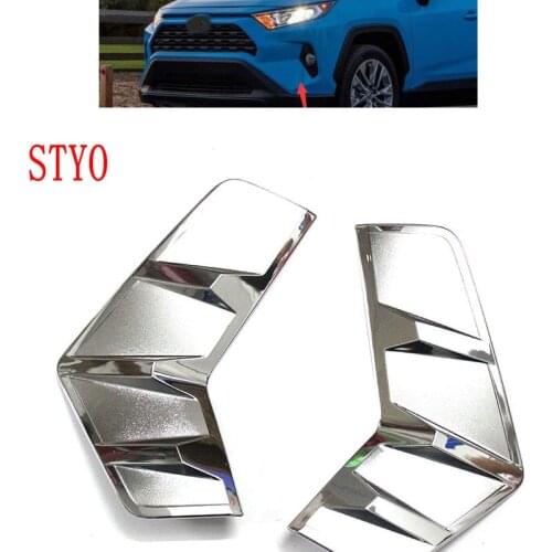 STYO 2pcs Car ABS Chrome front fog light lamp cover trim for 2019 RAV4 RAV-4