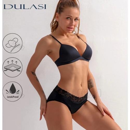 Leakproof Womens Menstrual Panties Period Breathable Sexy Lace Lingerie Physiological Underpants 4 Layers Dropshipping