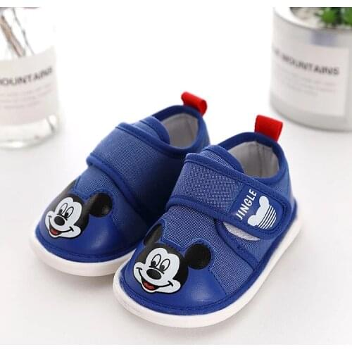 Disney childrens cartoon Mickey Mouse boy girl baby first walker shoes non-slip soft sole casual shoes