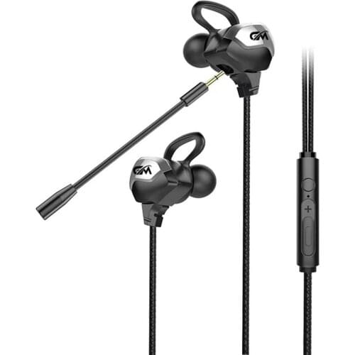 GM Universal Portable Dynamic Noise Reduction In-Ear Wired Call Earphones Gaming Computer Earpiece With Stereo Sound Mic