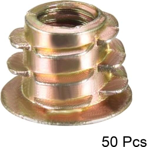 Uxcell Hot 50pcs/lot M5 M6 Hex Drive Head Thread Hex Socket Furniture Nut For Wood Insert Nut Length 8mm 10mm Zinc Alloy