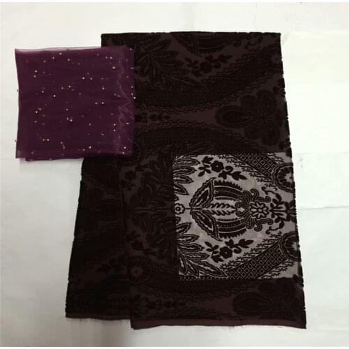 LX!2019 High Quality Fashion Printed Silk Velvet Fabric 5 Yards And 2 Yards Of Tulle Chiffon Fabric! F31515