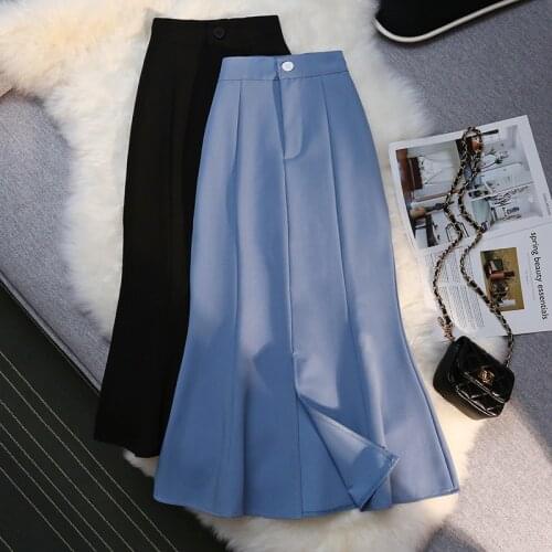 Black Sexy Slit Skirt Women Summer High Waist Office Lady Midi Skirt Female Zipper Elegant Women Straight Woman Faldas Largas