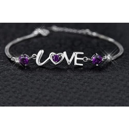 100% 925 sterling silver fashion romantic love heart ladies`bracelets jewelry no fade cheap bracelet female women birthday gift