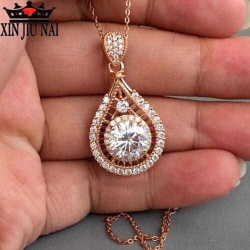Womens Vintage Water Drop Shaped Stone Pendant Necklace with Cubic Zirconia Necklace Classic Womens Accessories Jewelry