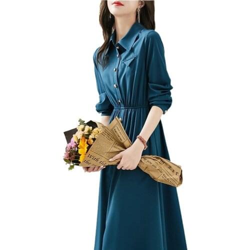 Womens dress 2021 spring new fashion temperament waist slimming shirt skirt women