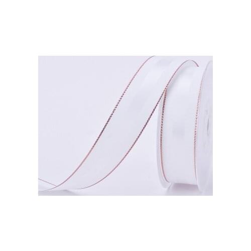 1" inch (25mm) grosgrain plain color rose gold edge with satin ribbons