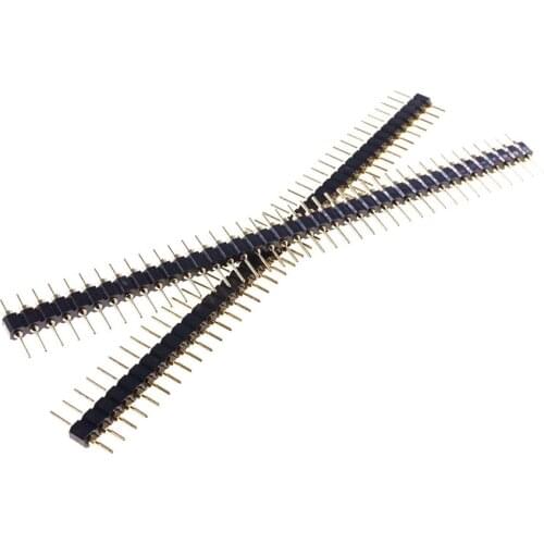 10pcs SIP 1X40 PIN Single Row ROUND PIN HEADER Male 2.54 MM PITCH Strip 0.6 mm Diameter Contact 0.5 mm Diameter Solder Tail Gold