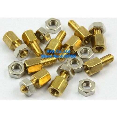 100 M3x6mm Male Female Hex PCB Standoff Spacers 5mm Body Length with Nuts