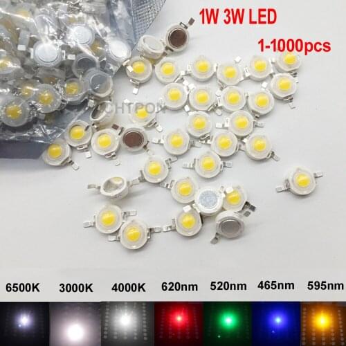 100Pcs 1 W 3 W High Power LED Light Beams 2.2 V-3.6 V SMD Chip LED Diodes White / Warm White / Red / Green / Blue Lamp